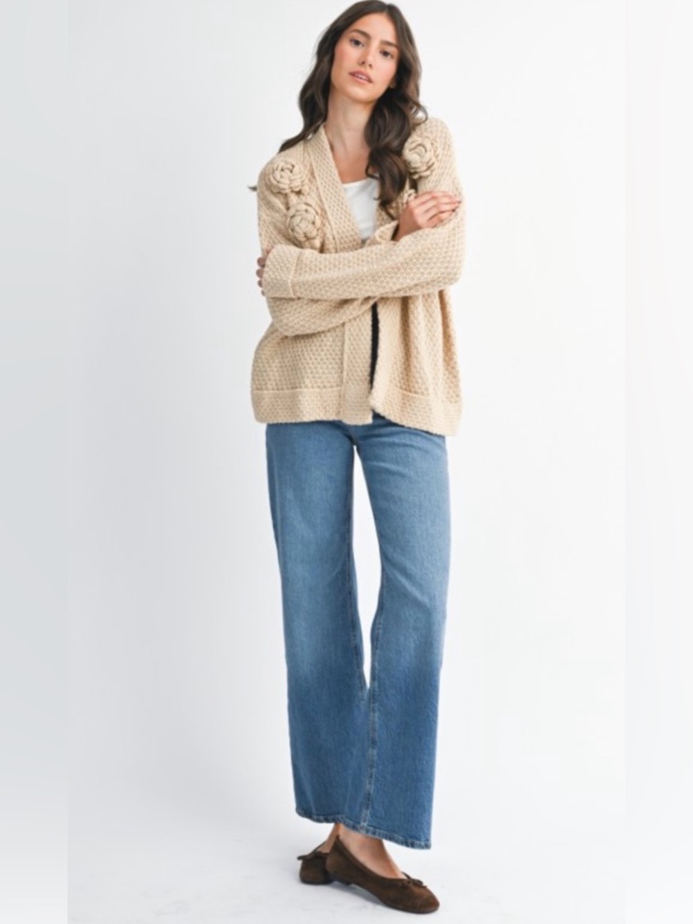 Camellia Premium Boutique Knit Cardigan | Cozy Chic with Floral Detail - Picture 3 of 5